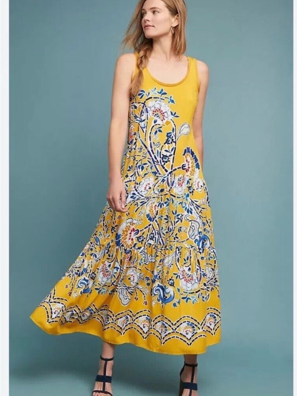 Maeve - Anthropologie Floral Puebla Tiered Maxi Tank Dress